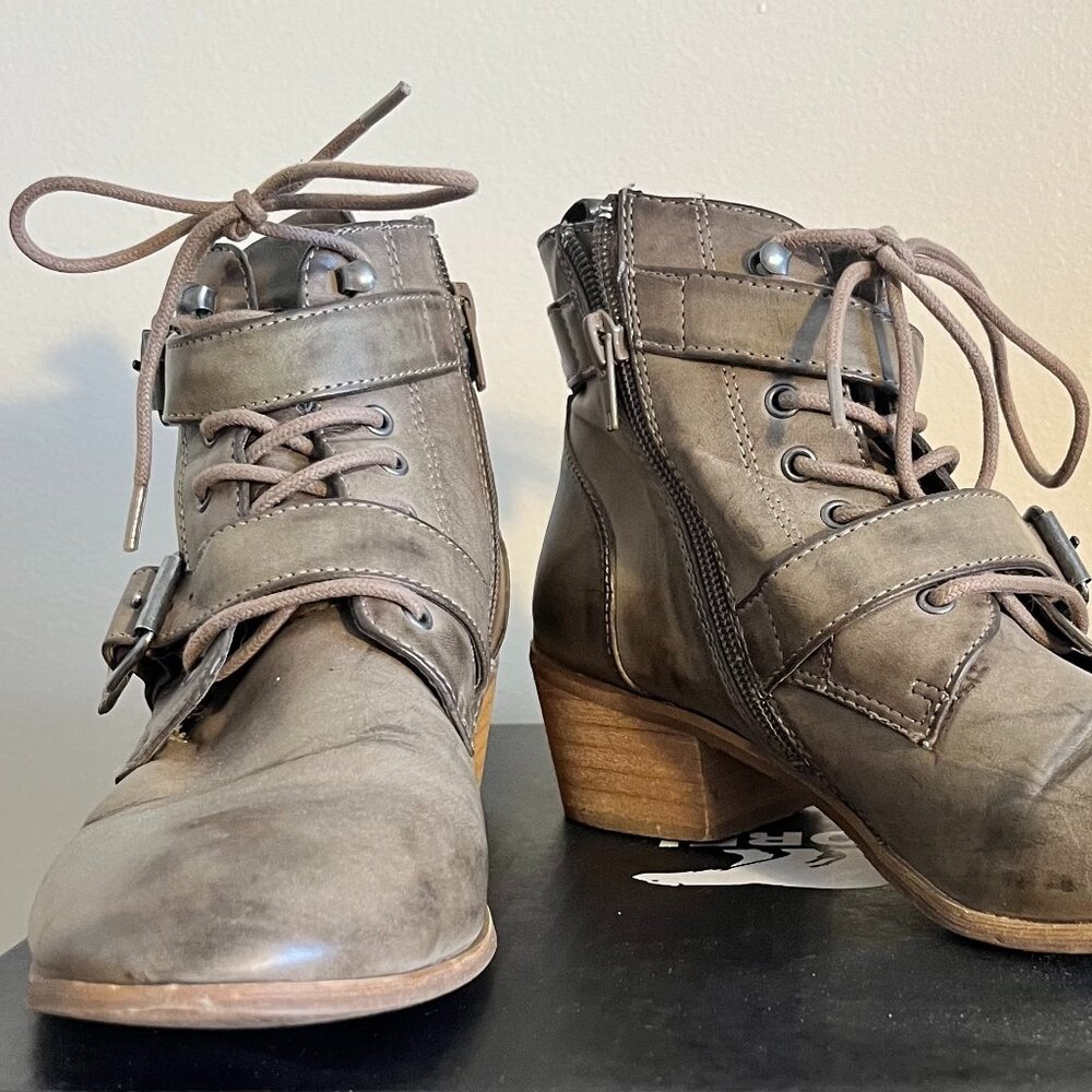 Grey Heeled Ankle Boots